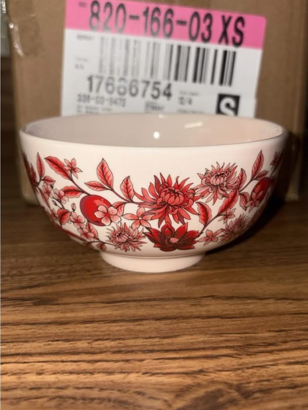 Rice Floral Ceramic Bowl in Red and White